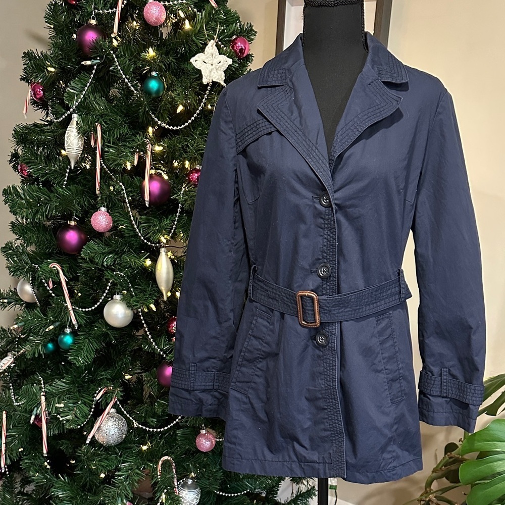 *BANANA REPUBLIC* Dark Blue Belted Trench Coat Size Medium